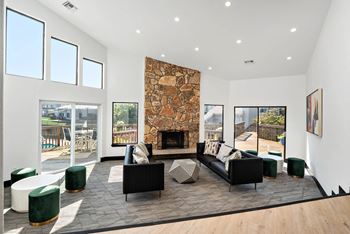 Luxurious clubhouse with fireplace